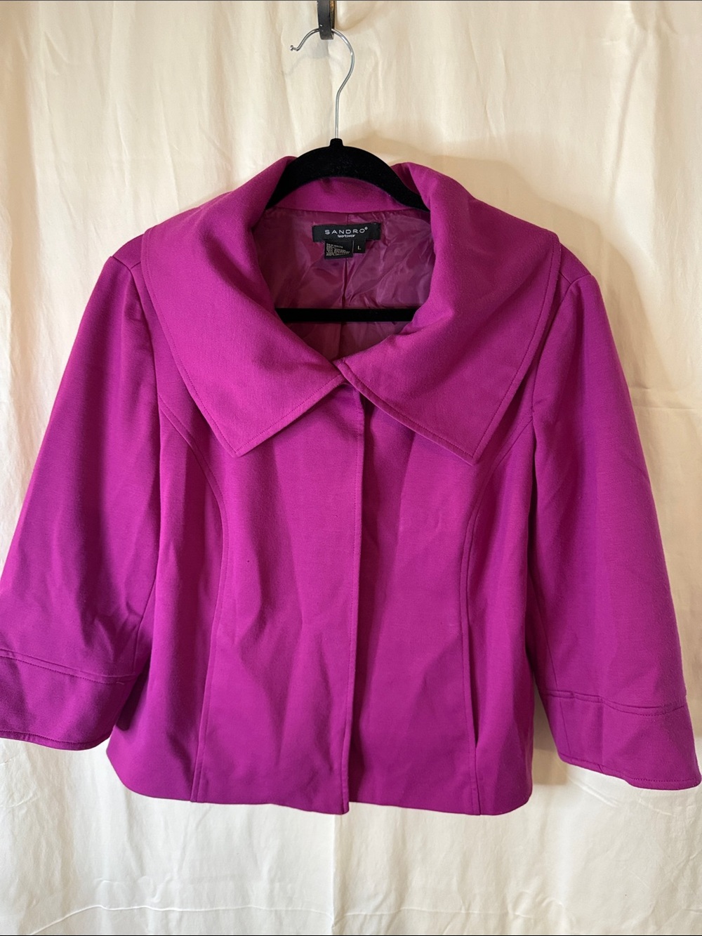 Sandro Bright Fuchsia Cropped Blazer Jacket